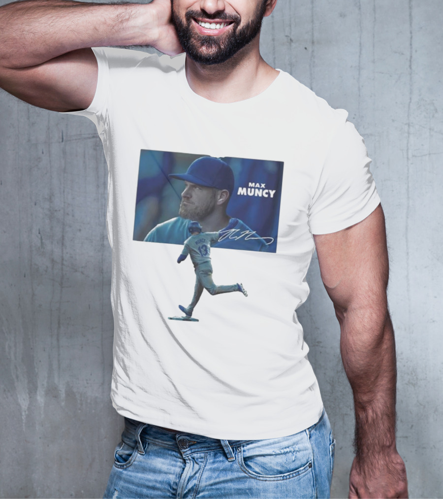 Max Muncy Baseball Figurine And Signature Photo T-Shirt