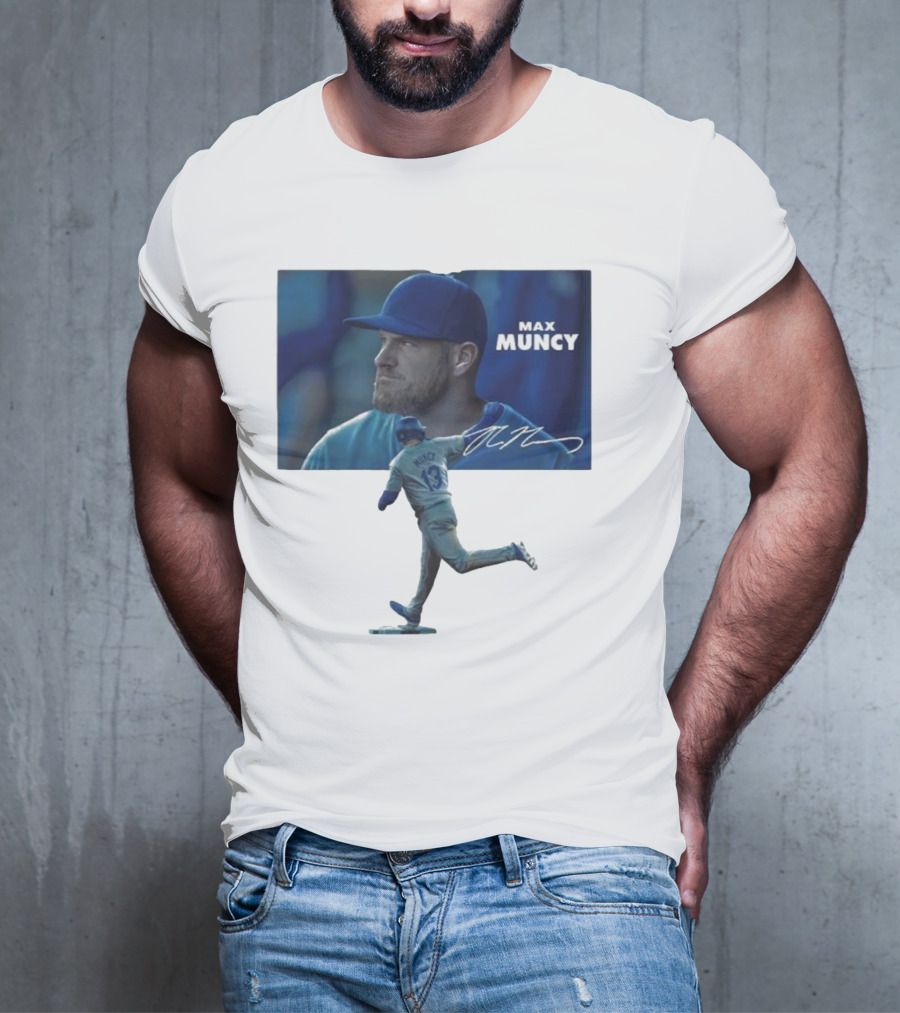 Max Muncy Baseball Figurine And Signature Photo T-Shirt