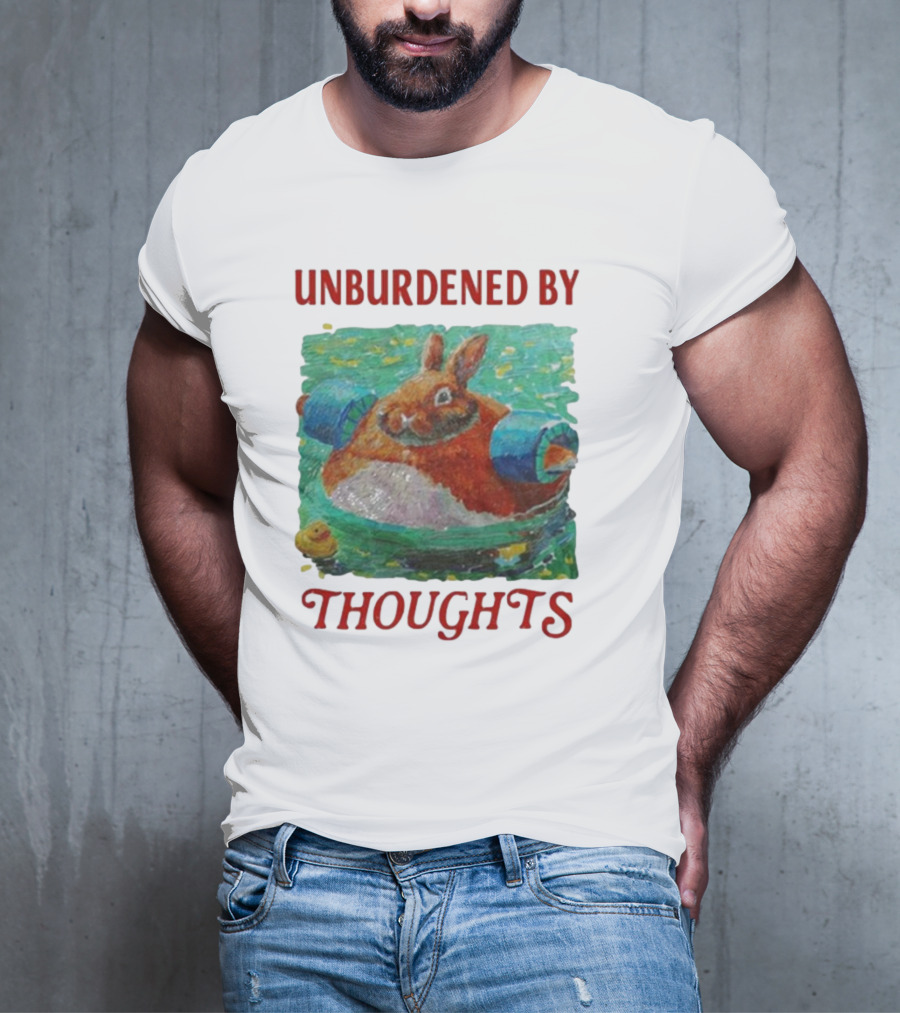 UNBURDENED BY THOUGHTS Rabbit Floating With Tube In Water Scene T-Shirt