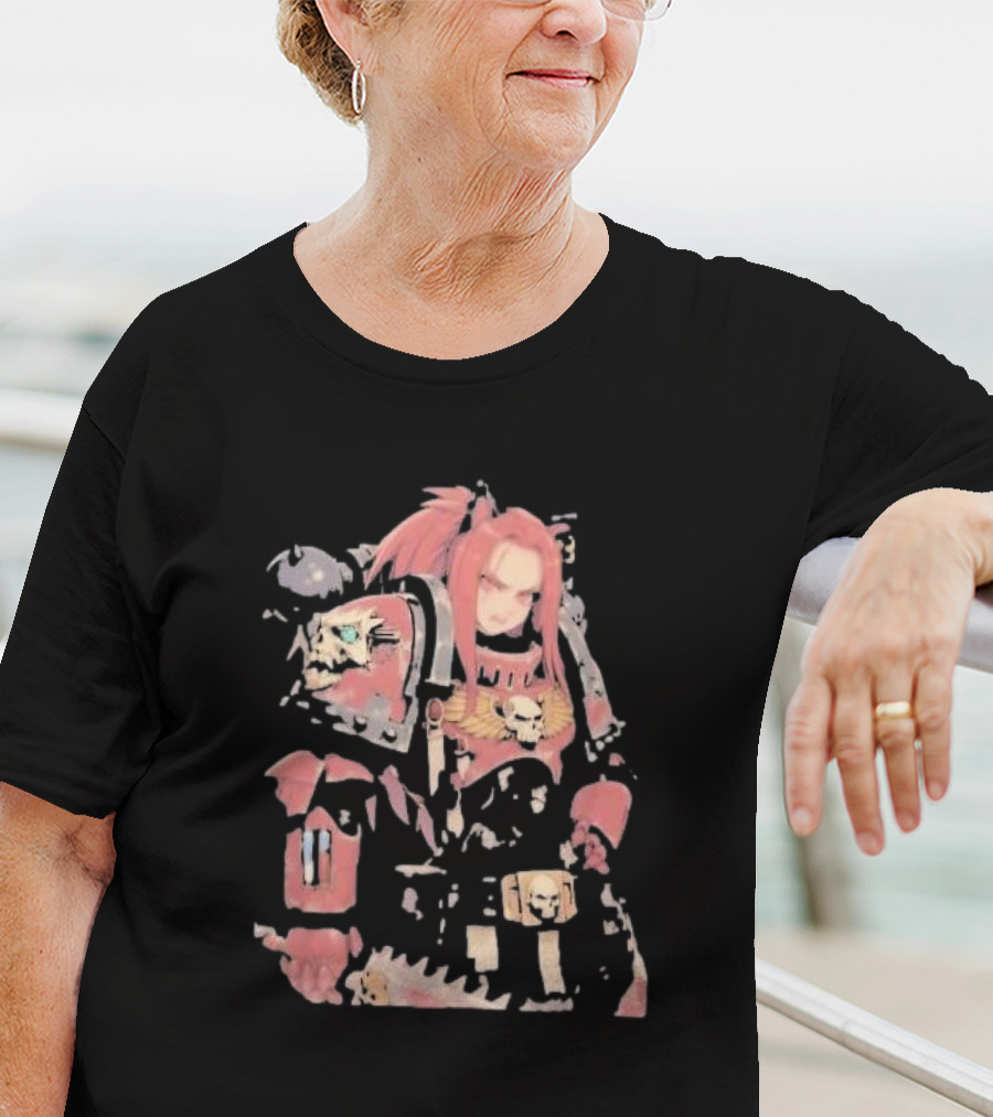 Female Space Marine Waifu Warrior With Skull Armor T-Shirt