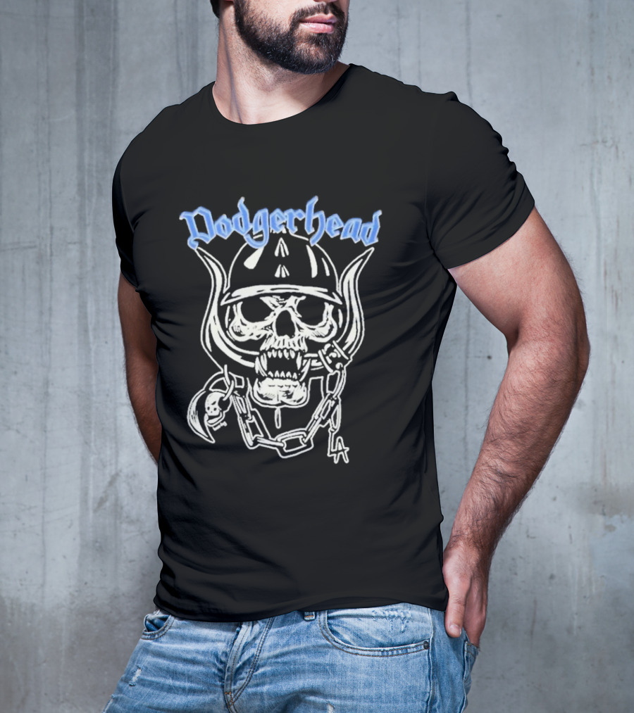 Dodgerhead Los Angeles Dodgers Skull Chain Helmet T-Shirt