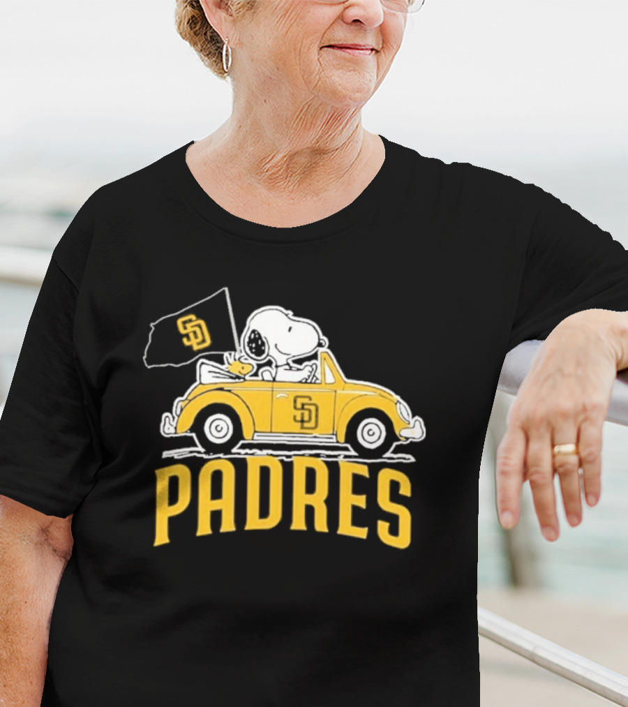 Snoopy San Diego Padres Car Flag Baseball Mascot T-Shirt