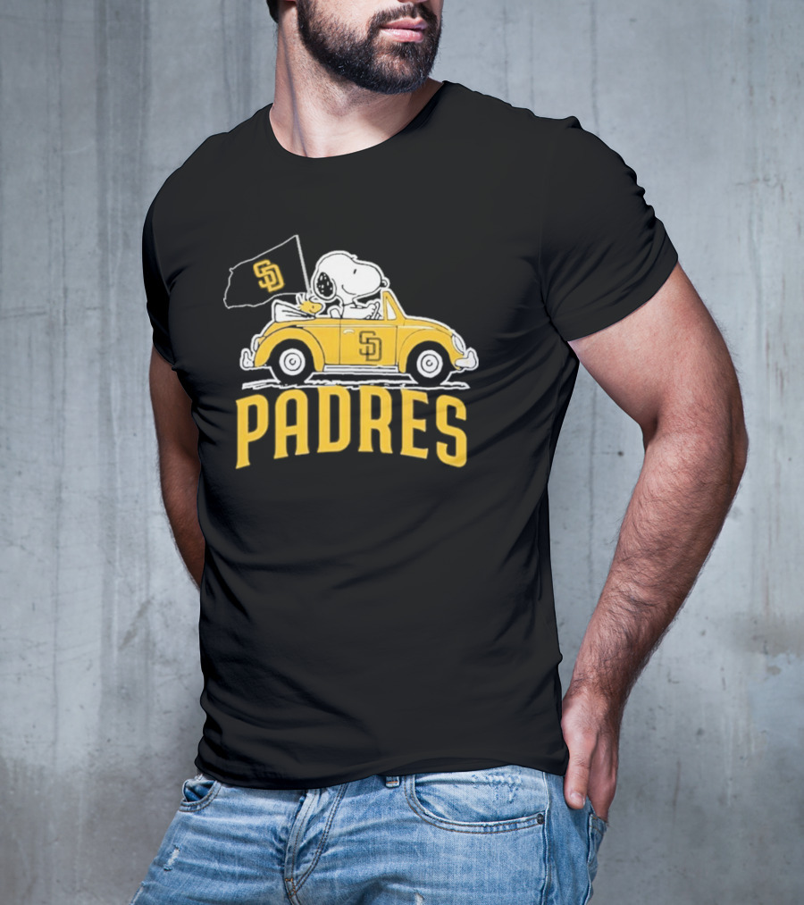 Snoopy San Diego Padres Car Flag Baseball Mascot T-Shirt