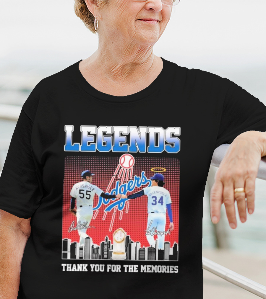 Legends Dodgers Orel Hershiser Fernando Valenzuela Thank You For The Memories T-Shirt