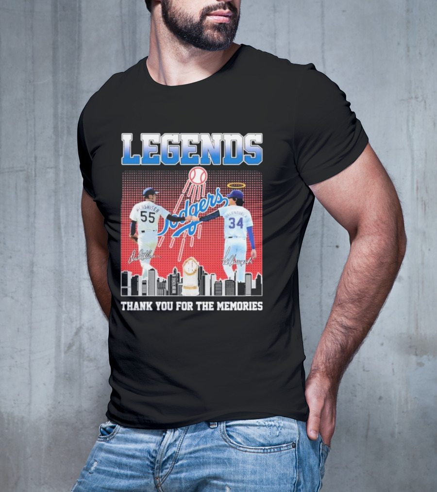 Legends Dodgers Orel Hershiser Fernando Valenzuela Thank You For The Memories T-Shirt
