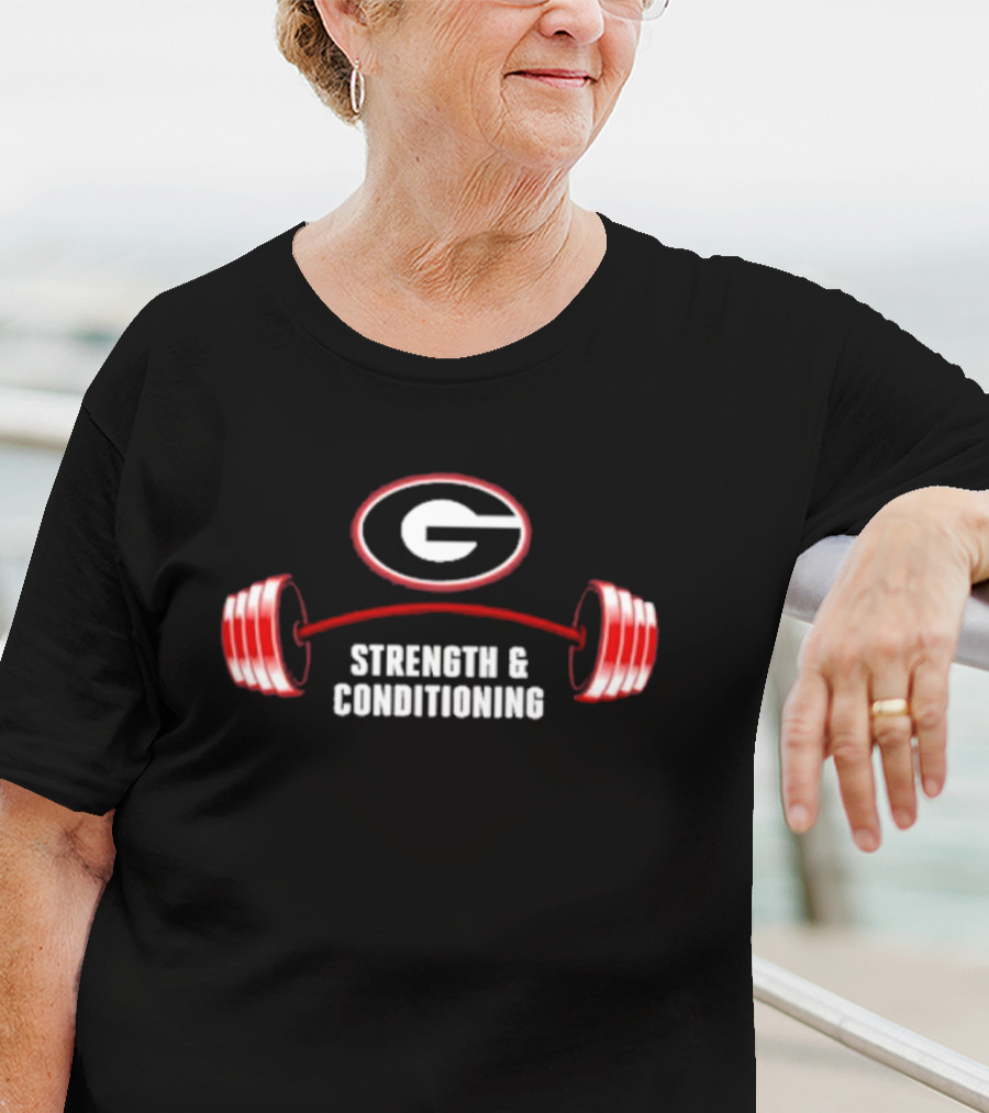 Georgia Bulldogs Strength And Conditioning Uga Gym Barbell T-Shirt