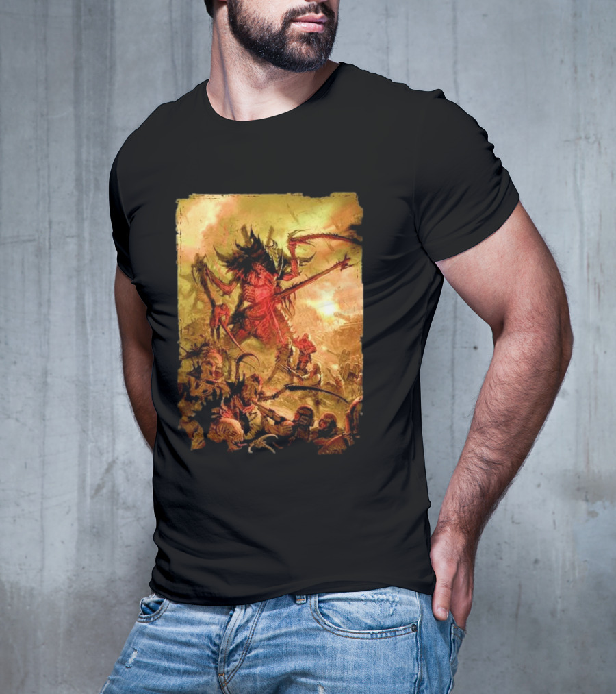 War Zone Octarius Rising Tide Black Tyranid Artwork Battle Scene T-Shirt