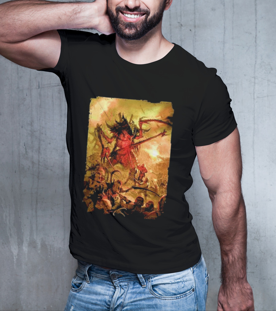 War Zone Octarius Rising Tide Black Tyranid Artwork Battle Scene T-Shirt