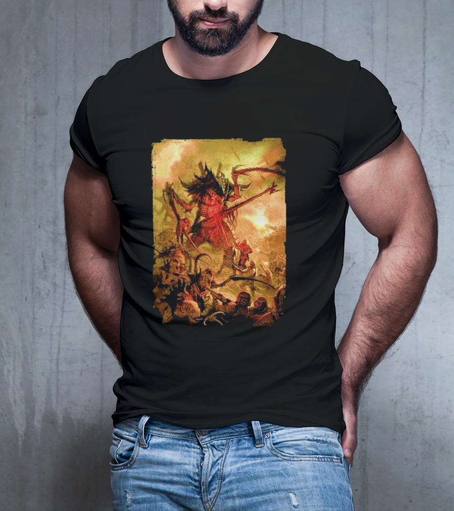 War Zone Octarius Rising Tide Black Tyranid Artwork Battle Scene T-Shirt