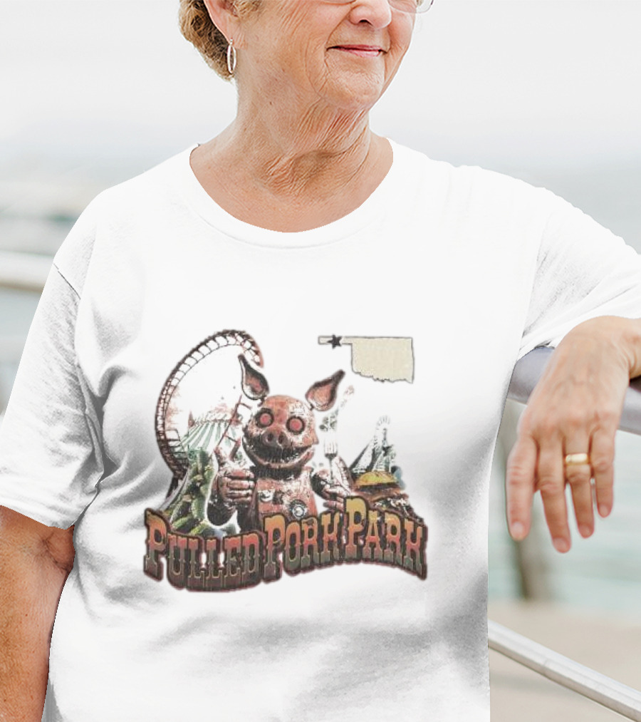 Pulled Pork Park Hivemind Roller Coaster Oklahoma Pig Carnival T-Shirt