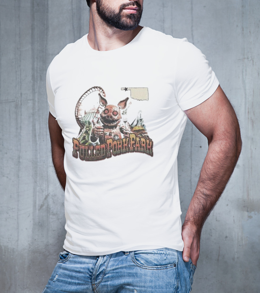 Pulled Pork Park Hivemind Roller Coaster Oklahoma Pig Carnival T-Shirt