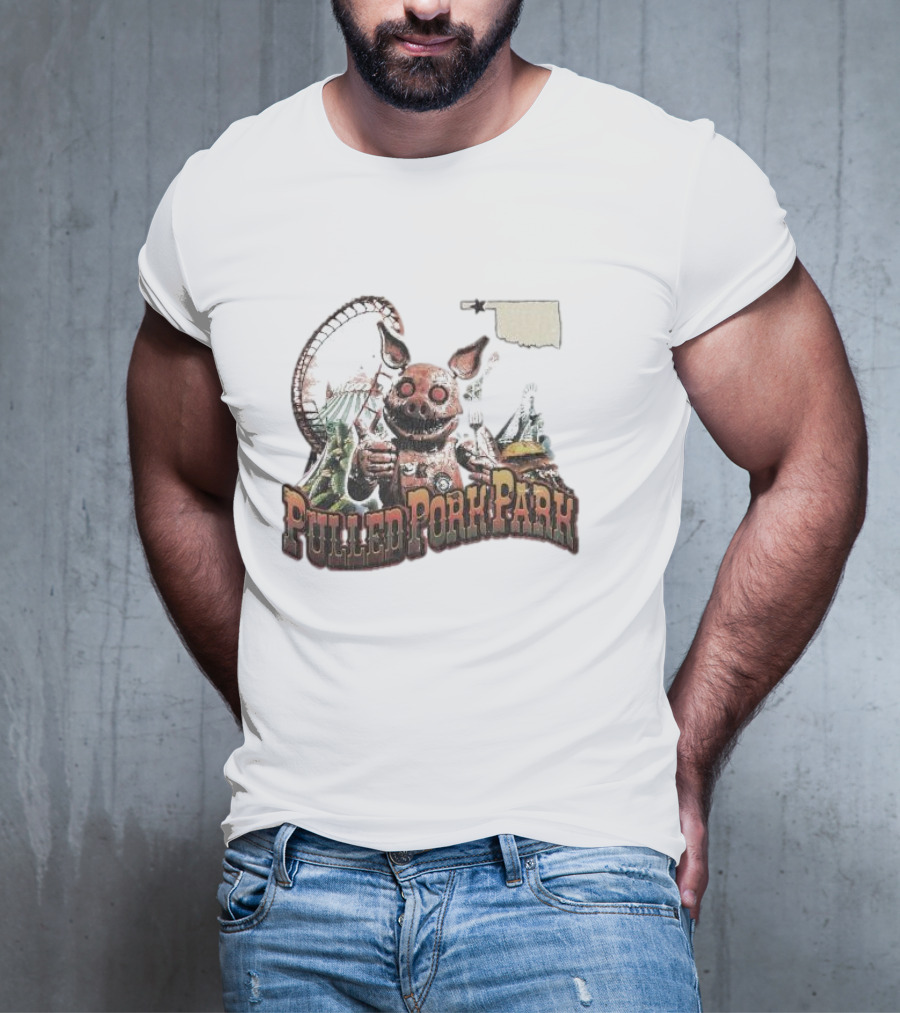 Pulled Pork Park Hivemind Roller Coaster Oklahoma Pig Carnival T-Shirt