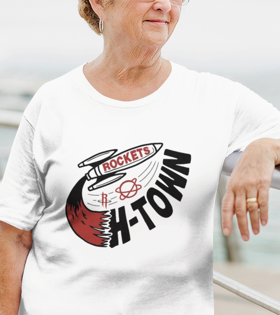 Houston Rockets H-Town Rocketship Orbit T-Shirt