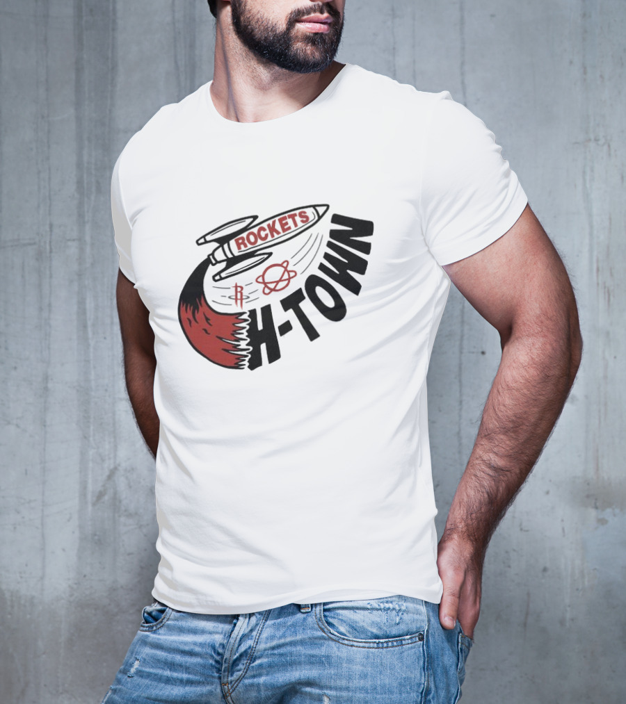 Houston Rockets H-Town Rocketship Orbit T-Shirt