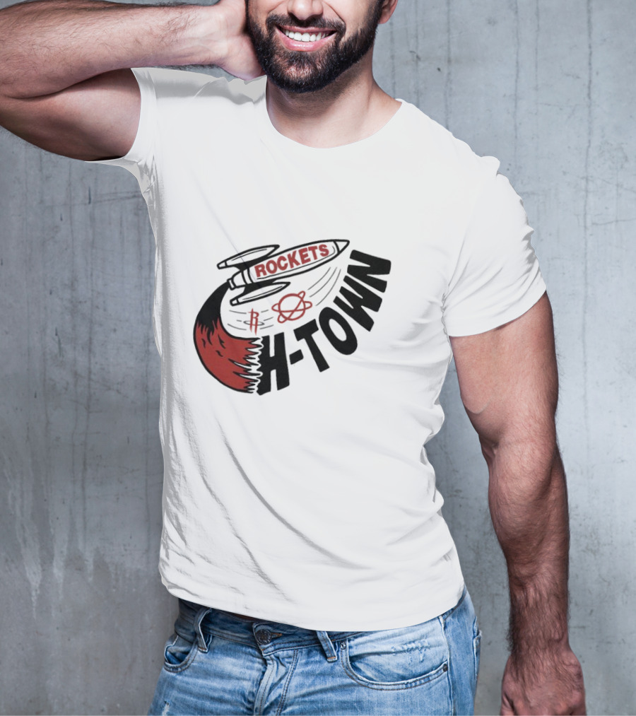 Houston Rockets H-Town Rocketship Orbit T-Shirt