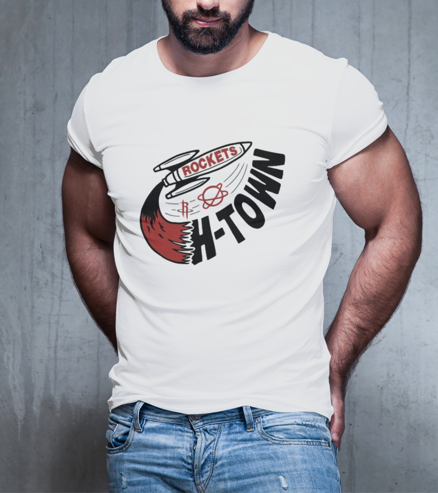 Houston Rockets H-Town Rocketship Orbit T-Shirt
