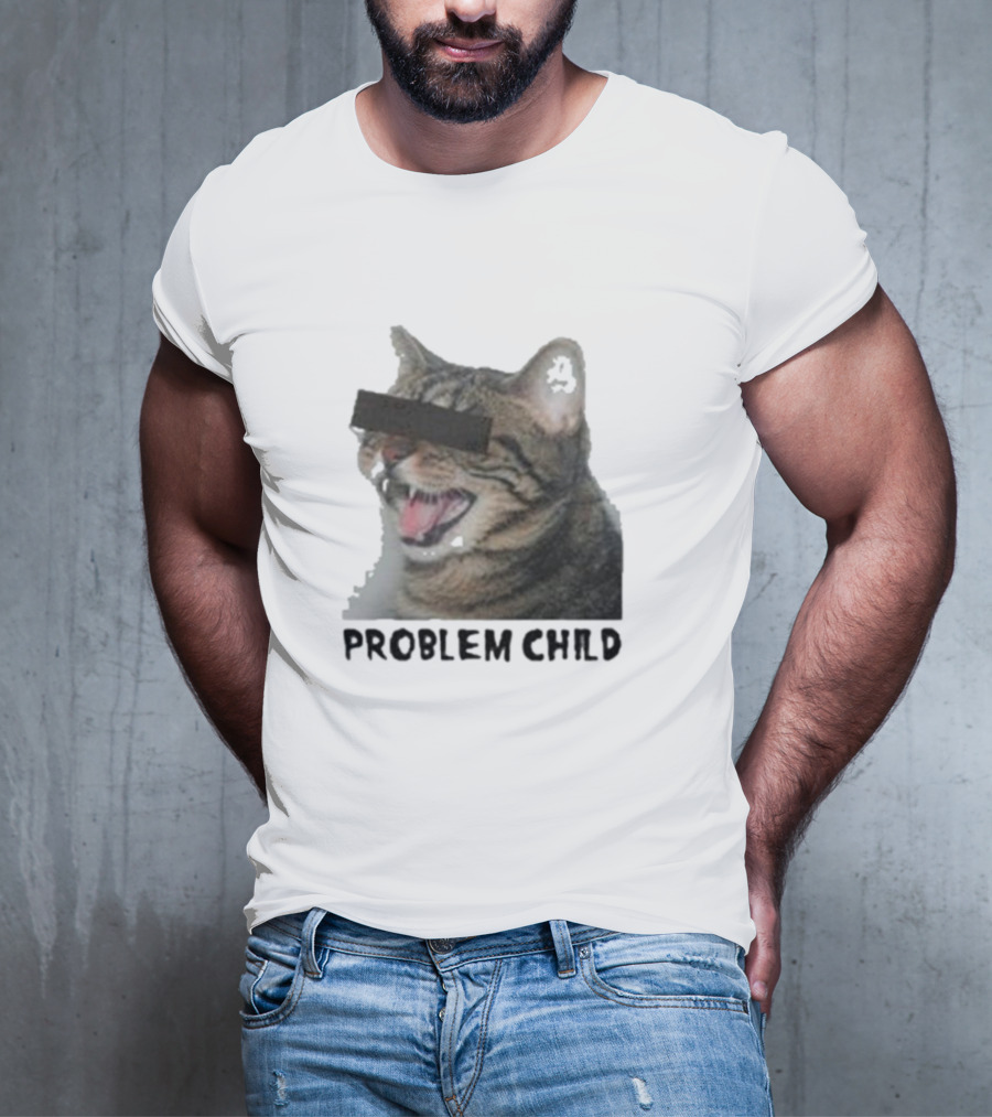 PROBLEM CHILD Cat Meme Censored Face T-Shirt