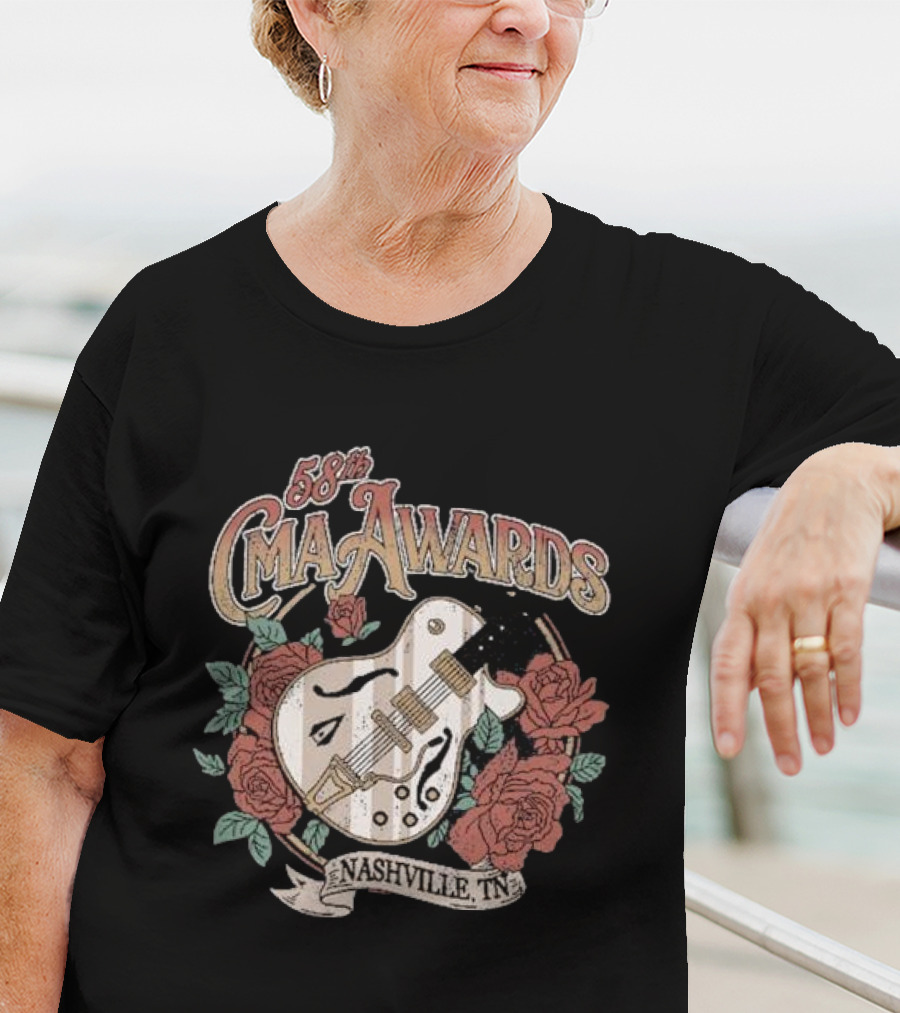 58th CMA Awards Nashville TN Guitar And Roses T-Shirt