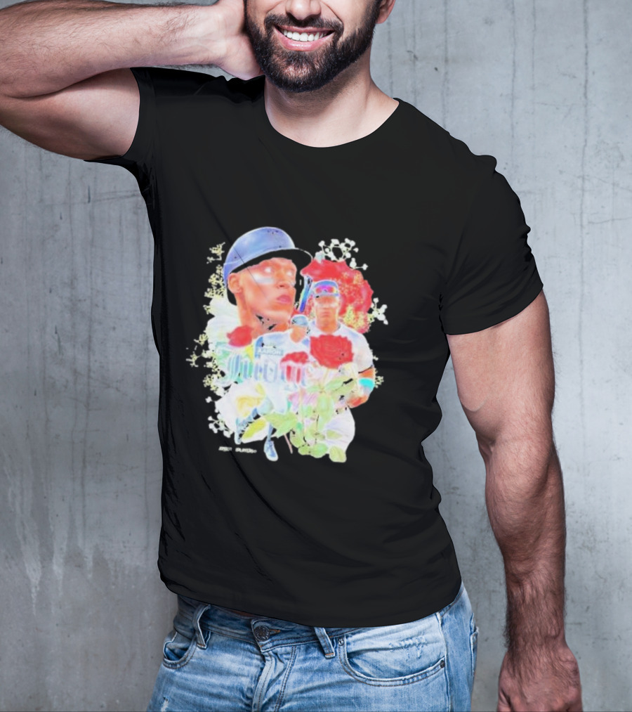 Aaron Judge Smell The Roses New York Yankees Baseball Player Floral T-Shirt