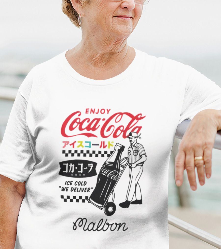 Enjoy Coca-Cola Ice Cold We Deliver Vintage Style Malbon Collaboration T-Shirt