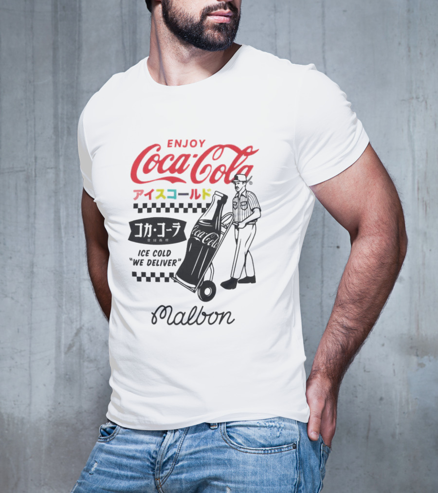 Enjoy Coca-Cola Ice Cold We Deliver Vintage Style Malbon Collaboration T-Shirt