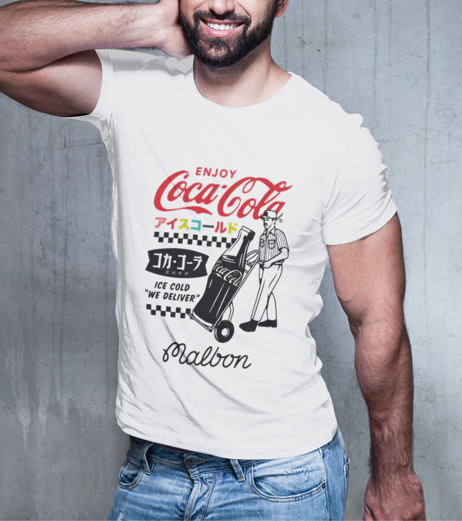Enjoy Coca-Cola Ice Cold We Deliver Vintage Style Malbon Collaboration T-Shirt