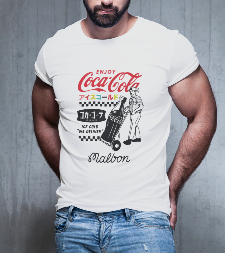 Enjoy Coca-Cola Ice Cold We Deliver Vintage Style Malbon Collaboration T-Shirt