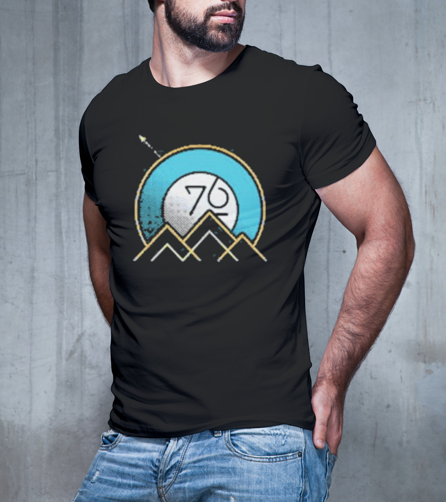 Rocket Over Rockies 76 Circular Mountain T-Shirt