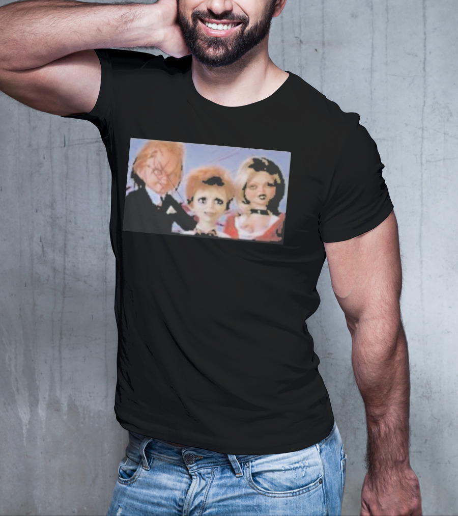 Chucky And Family Horror Characters In Distorted Family T-Shirt