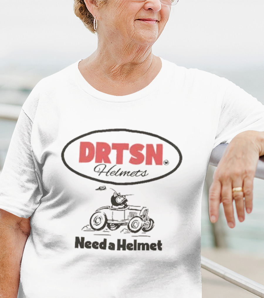 DRTSN Helmets Need A Helmet Speeding Cartoon Racer T-Shirt