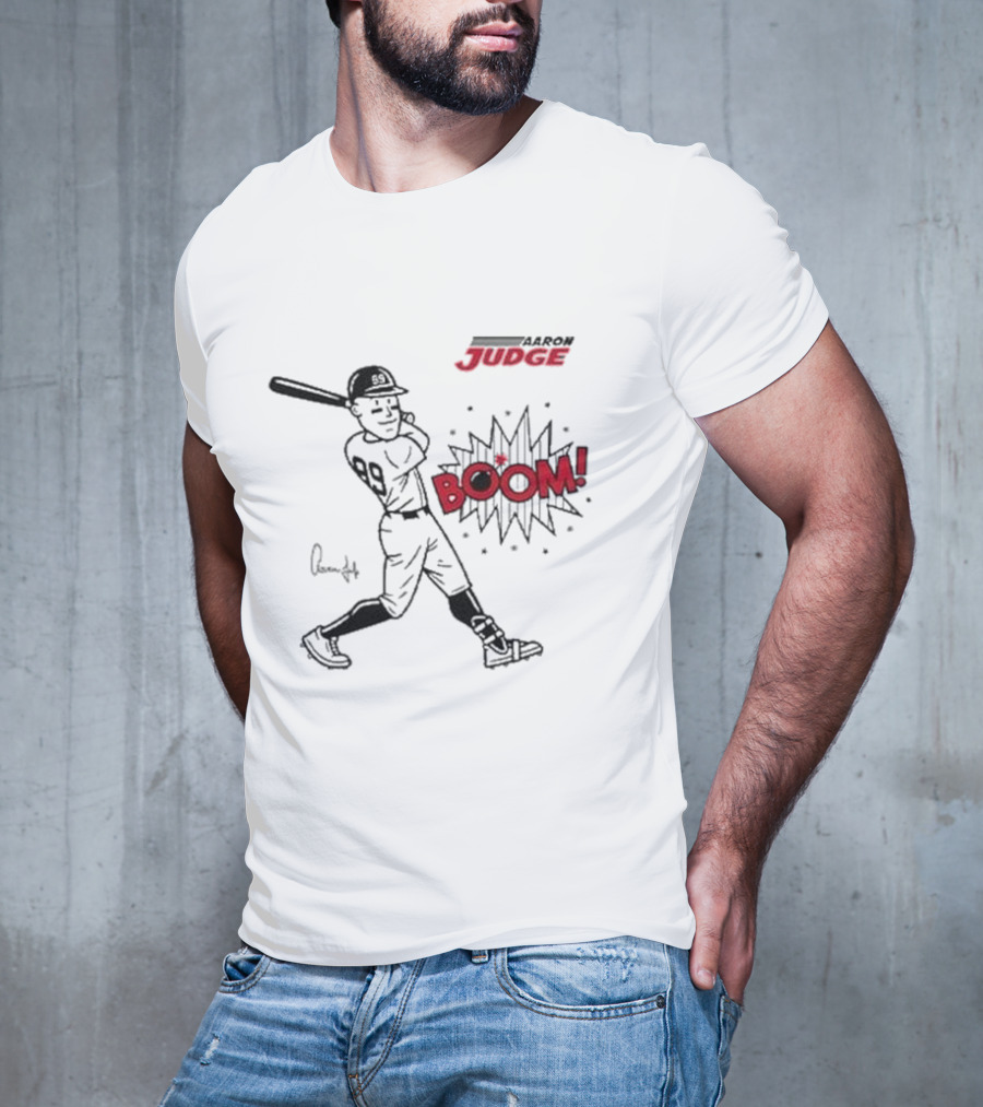 Aaron Judge 99 Boom Signature New York Yankees Baseball Caricature T-Shirt