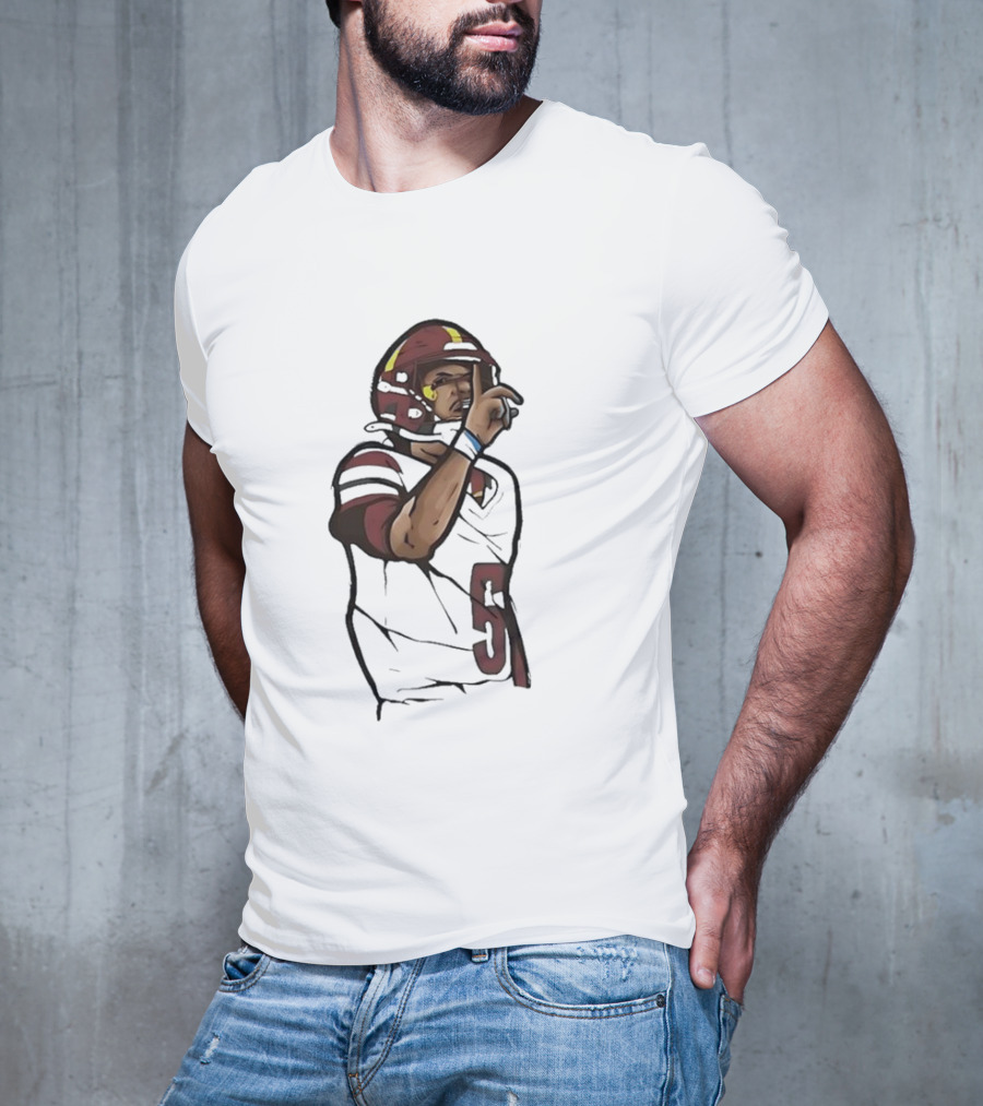 Washington Commanders Jayden Daniels Shhh Gesture Football Player T-Shirt