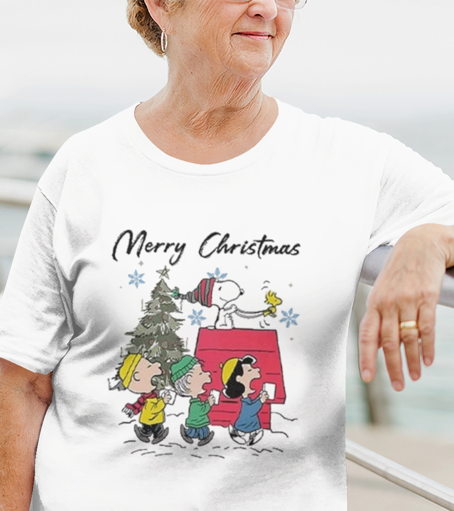 Merry Christmas Snoopy And Friends Winter Scene T-Shirt