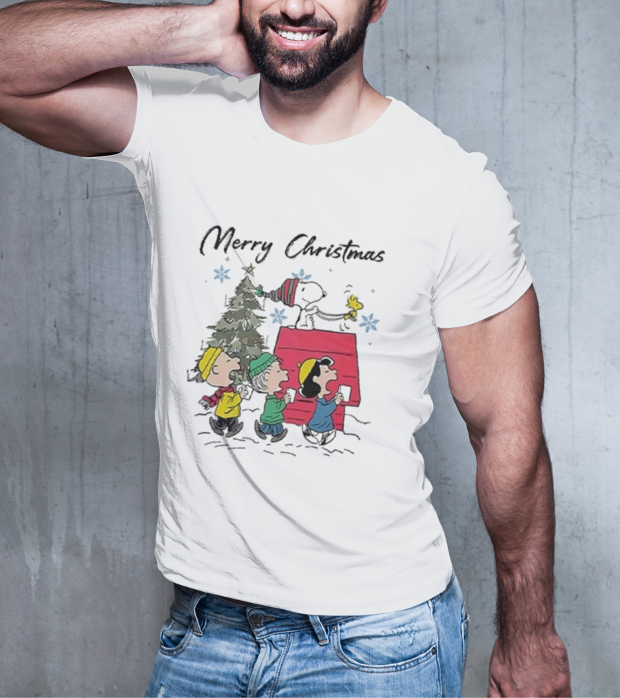 Merry Christmas Snoopy And Friends Winter Scene T-Shirt