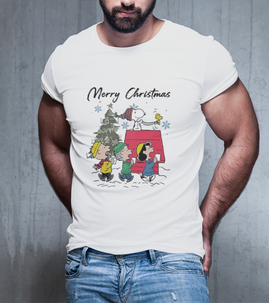 Merry Christmas Snoopy And Friends Winter Scene T-Shirt