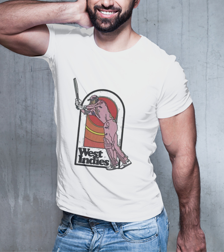 West Indies Cricket Pink 70s Uniform T-Shirt