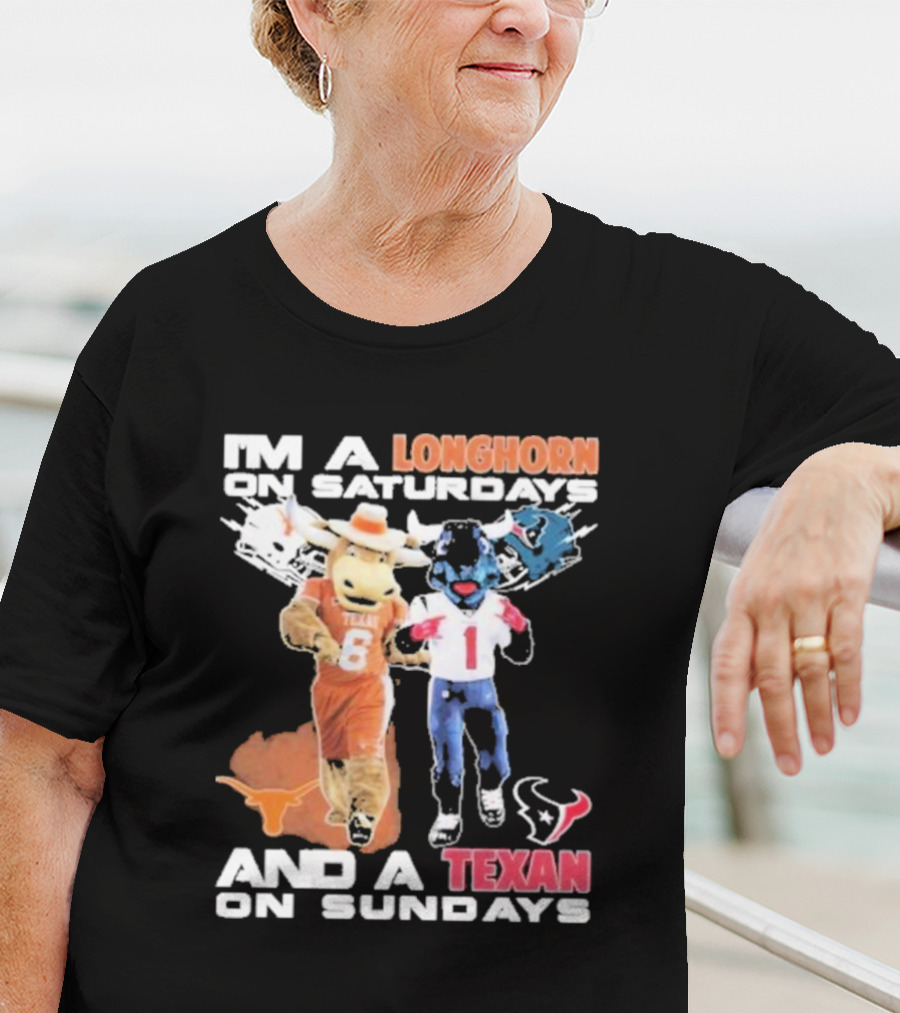 Longhorn On Saturdays Texan On Sundays Football Fan T-Shirt