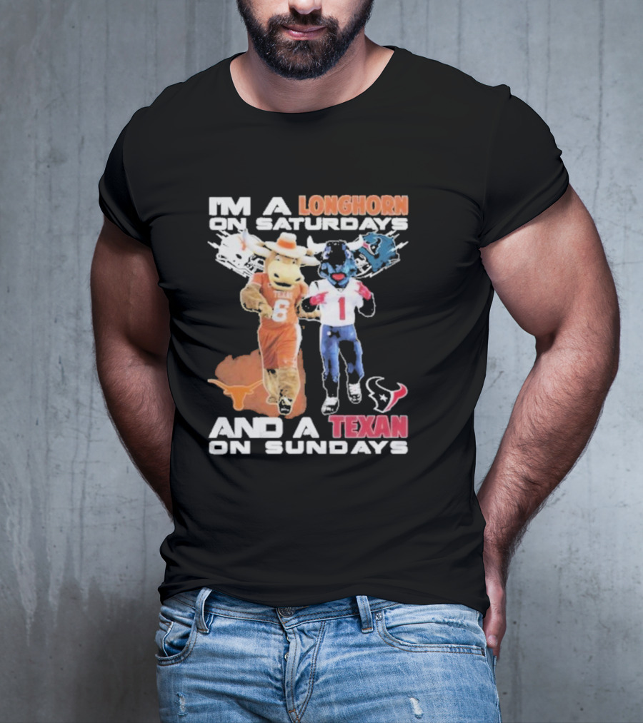 Longhorn On Saturdays Texan On Sundays Football Fan T-Shirt