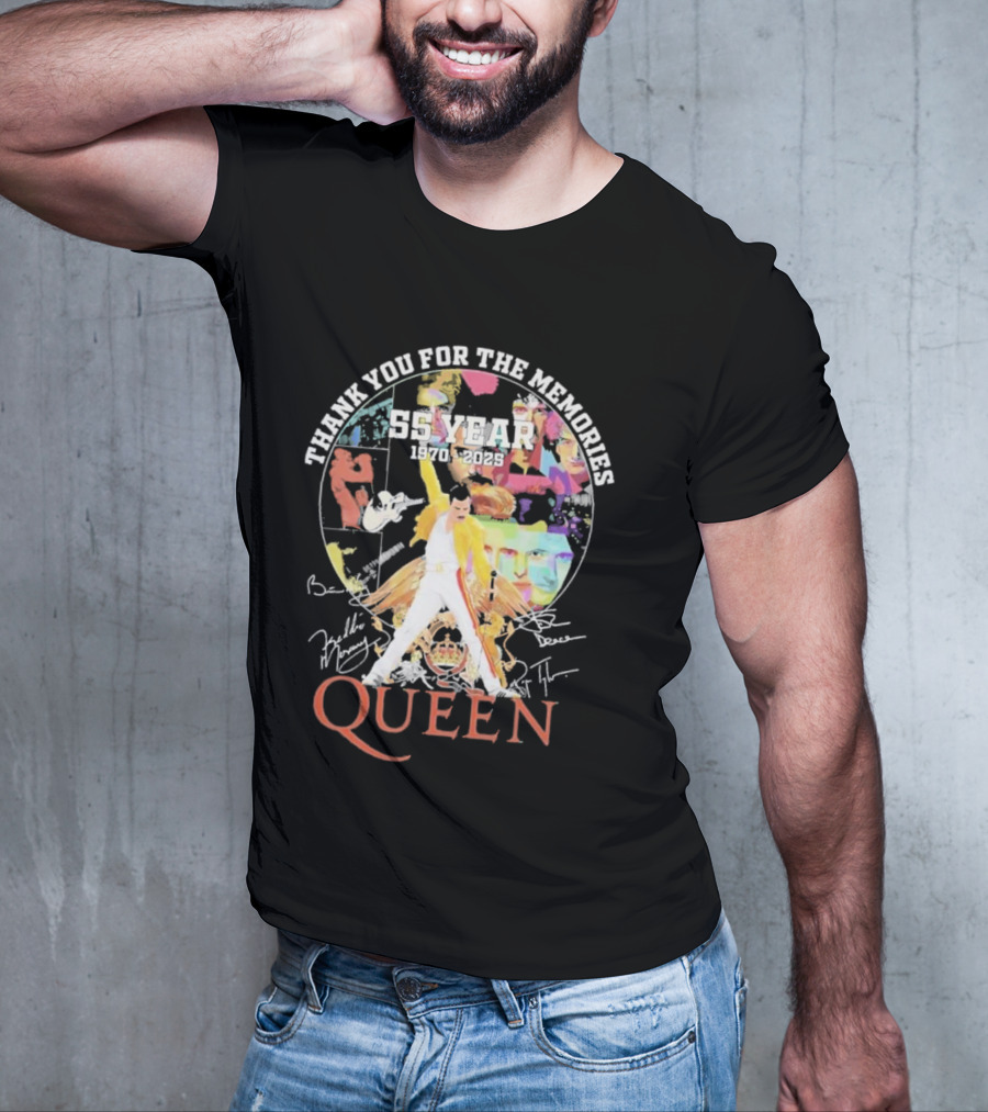 Thank You For The Memories 55 Years 1970-2025 Queen Iconic Band T-Shirt