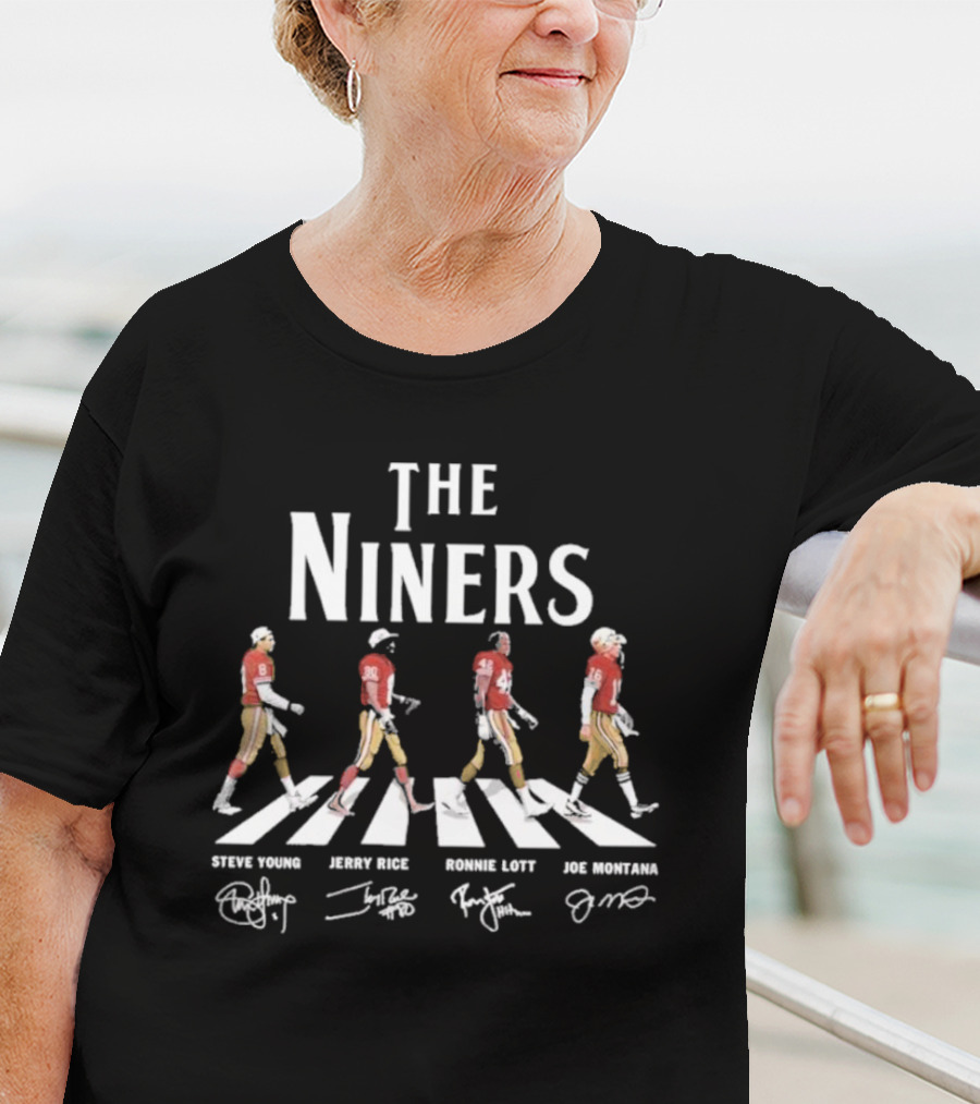 The Niners Steve Young Jerry Rice Ronnie Lott Joe Montana Abbey Road Walk T-Shirt