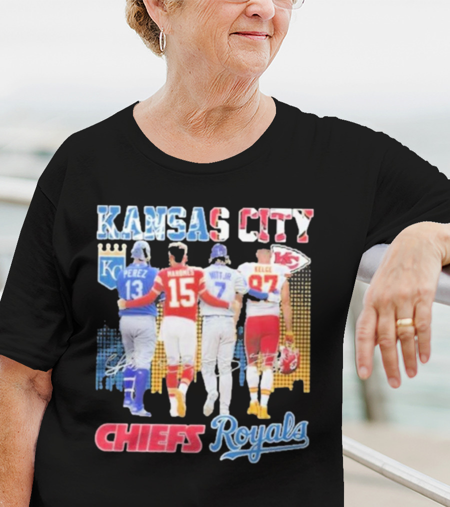 Kansas City Chiefs Royals Perez Mahomes Witt Jr Kelce T-Shirt