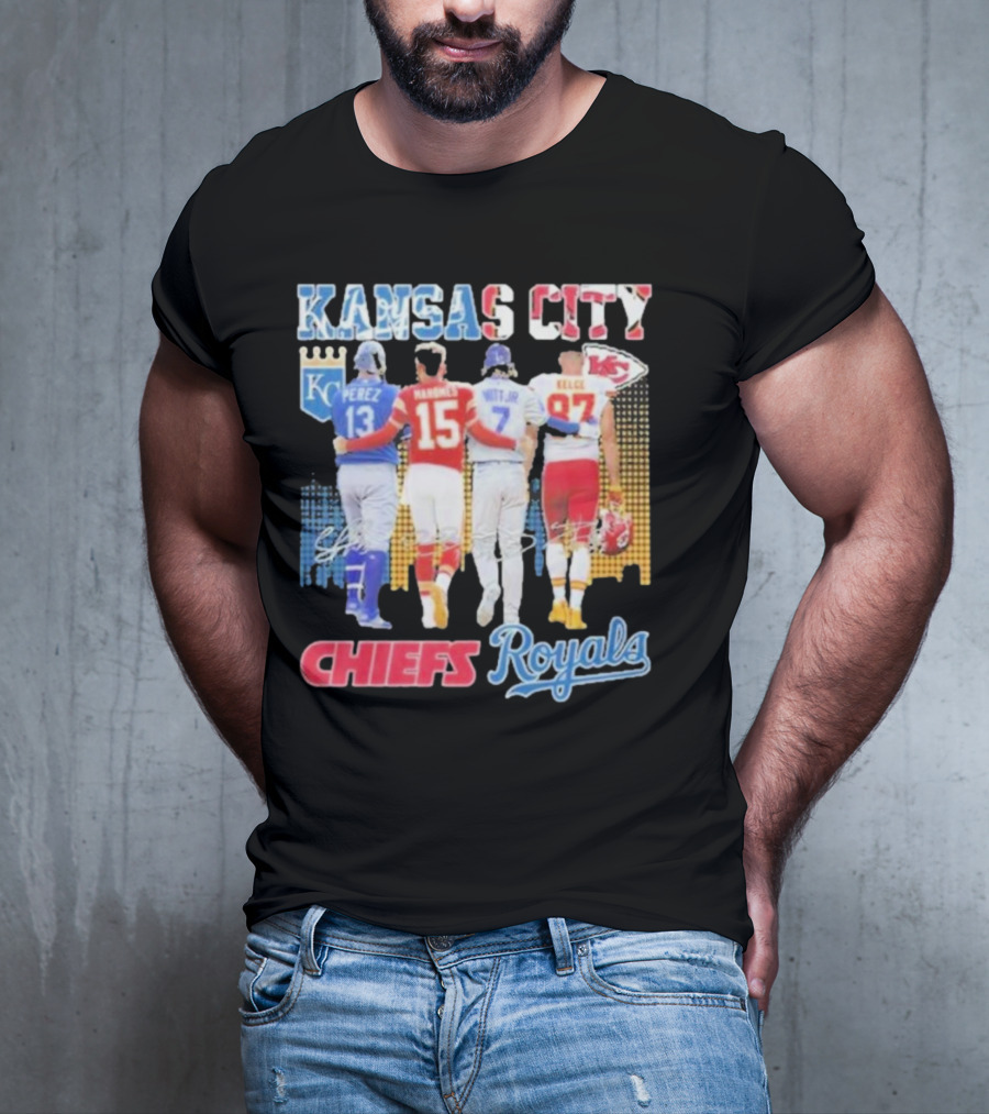 Kansas City Chiefs Royals Perez Mahomes Witt Jr Kelce T-Shirt