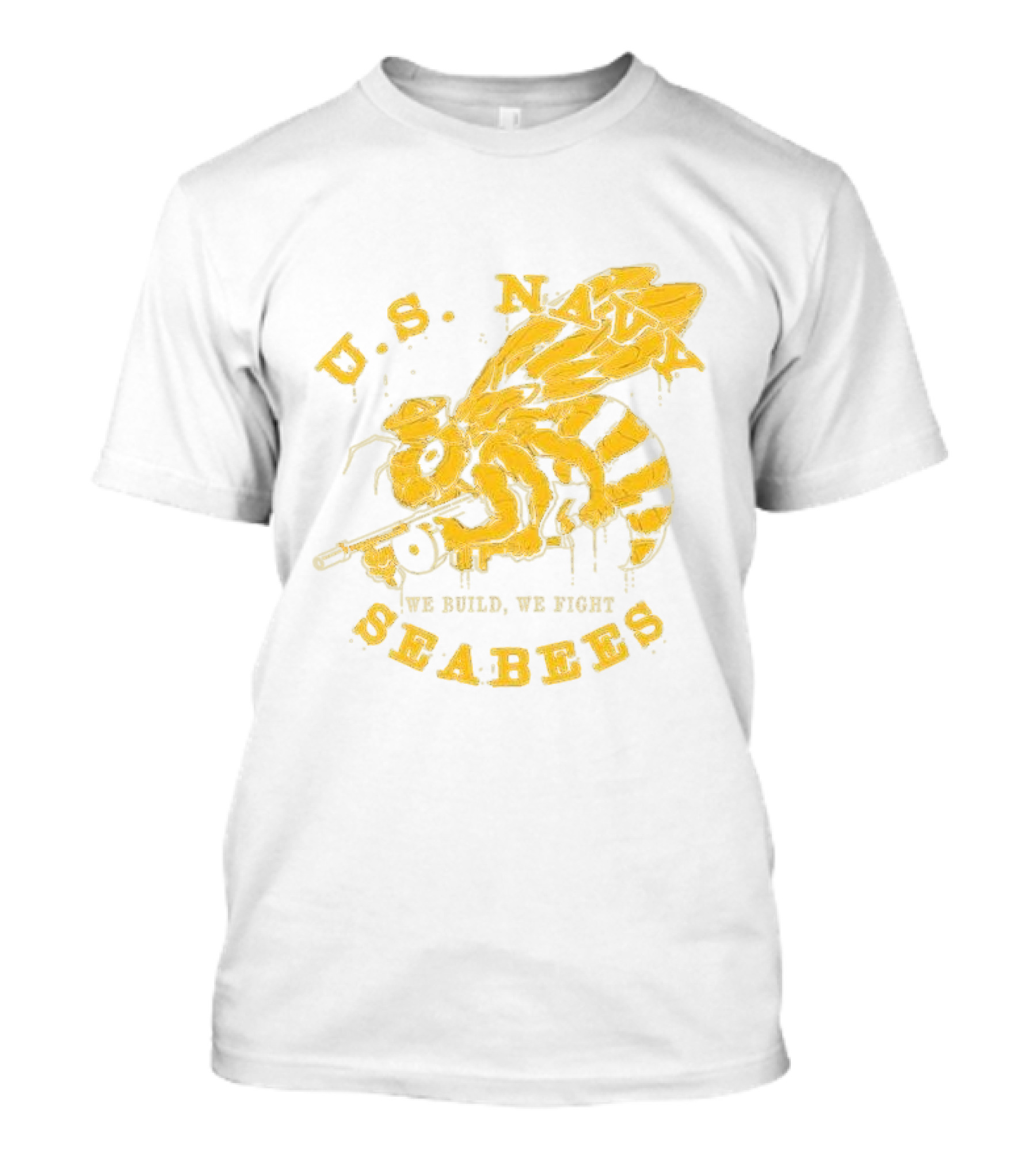 U.S. Navy Seabees We Build We Fight Vintage Bee With Tool T-Shirt