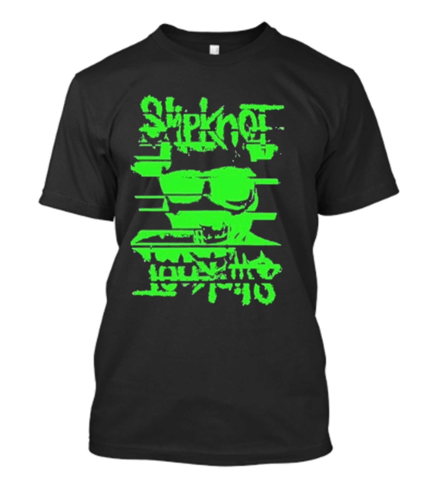 Slipknot The Thick Glitch Skull Neon Green T-Shirt