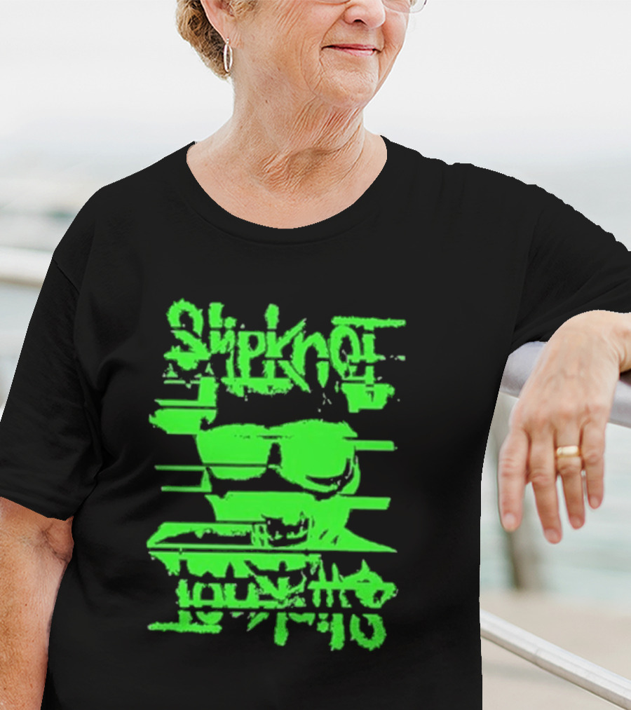Slipknot The Thick Glitch Skull Neon Green T-Shirt