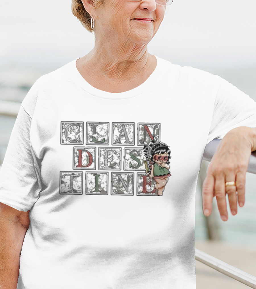 CLANDESTINE Blocks With Winged Fairy Character T-Shirt