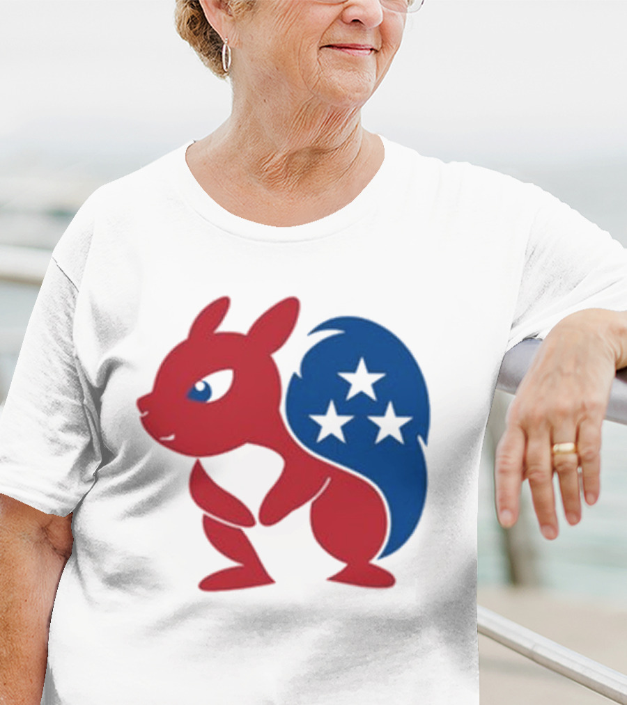 Squirrel Mascot With Stars And GOP Red White Blue T-Shirt