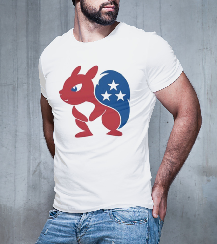 Squirrel Mascot With Stars And GOP Red White Blue T-Shirt