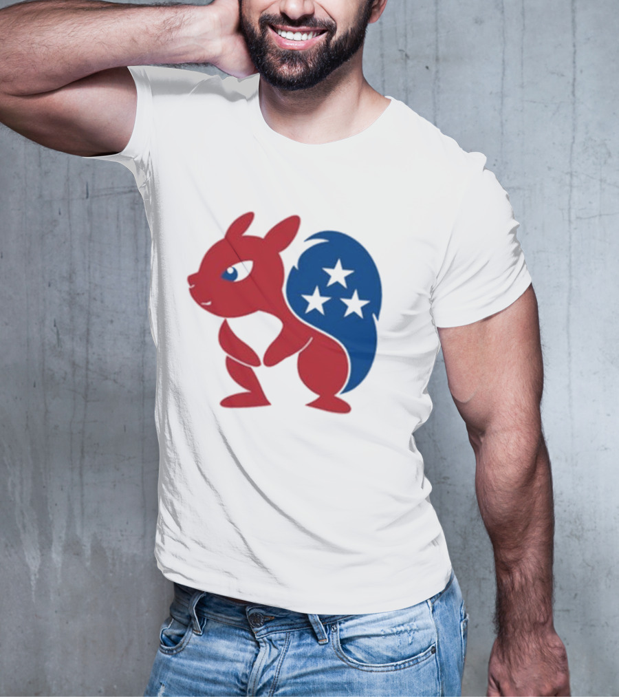 Squirrel Mascot With Stars And GOP Red White Blue T-Shirt
