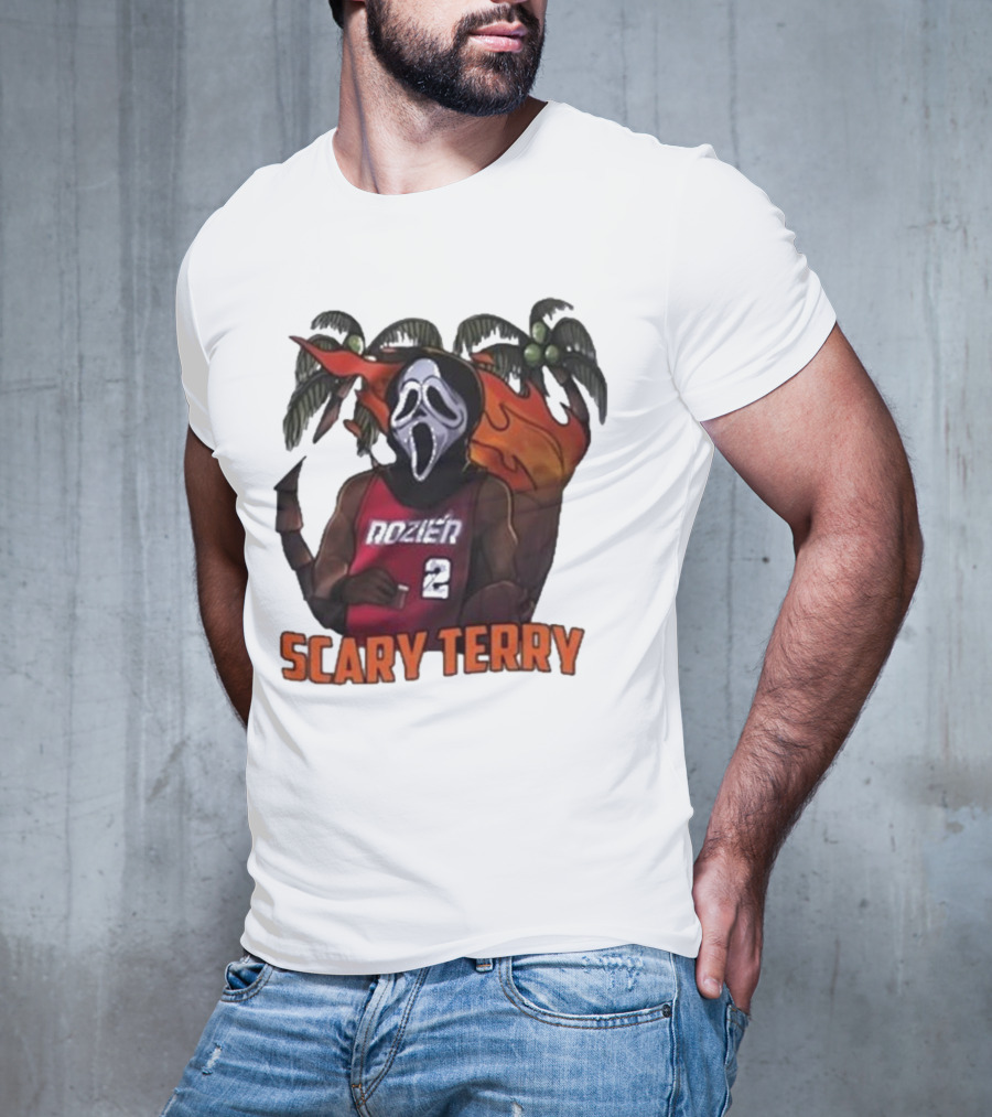 Scary Terry Rozier 2 Ghostface Basketball Tropical Flame Costume T-Shirt